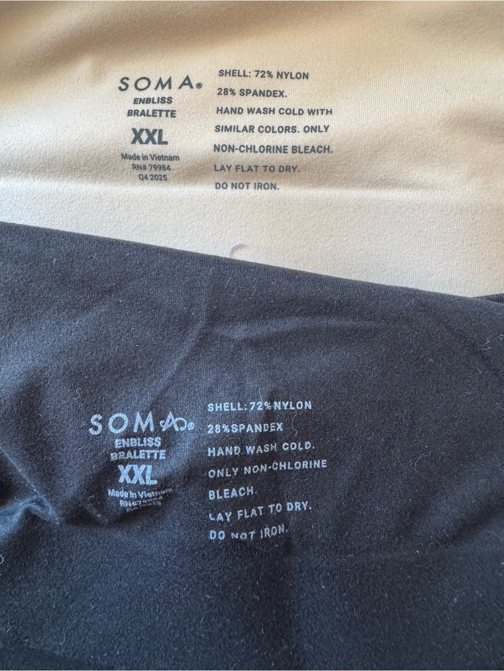 Soma Enbliss Bundle Lot (2) Seamless Bralettes Everyday Bras Cream & Black XXL - Picture 8 of 8